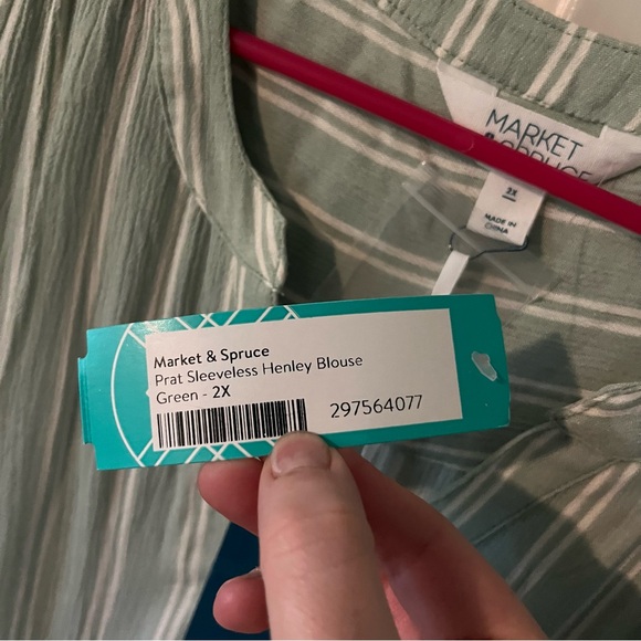 Stitch Fix, Market & Spruce Prat Sleeveless Henley Green Blouse 2X NWT - Picture 4 of 7